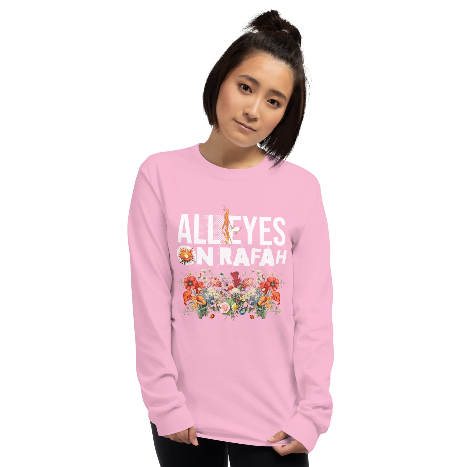 teeshirt longues manches rose palestine 