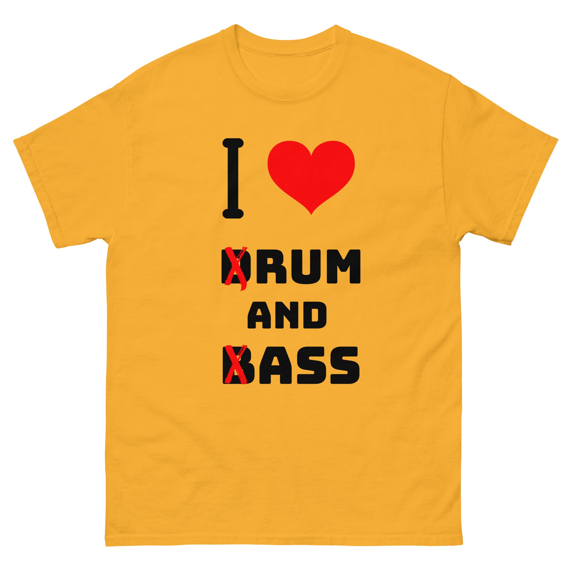 teeshirt jaune i love drum and bass