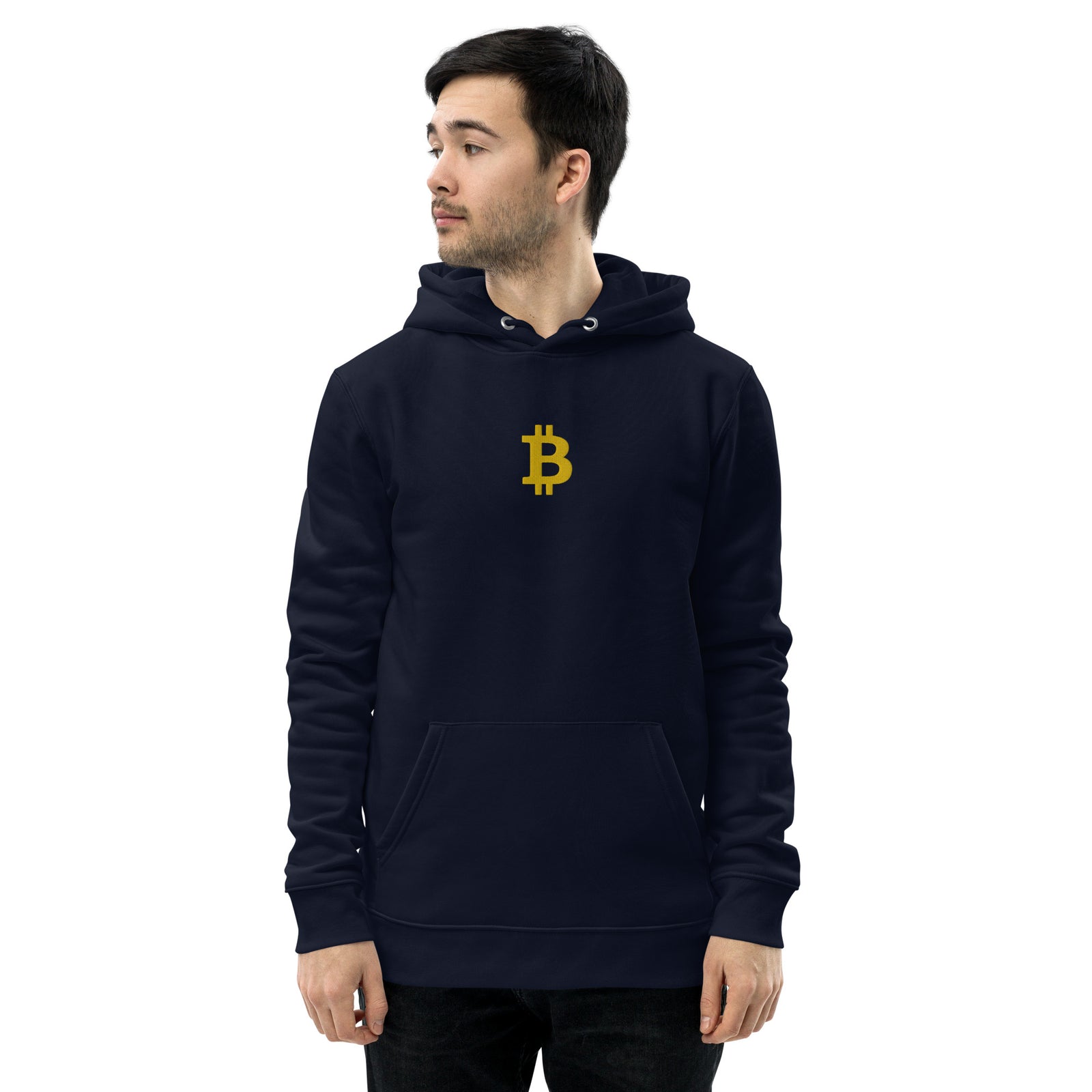 Sweat écologique bleu marine unisexe brodé - "BITCOIN"