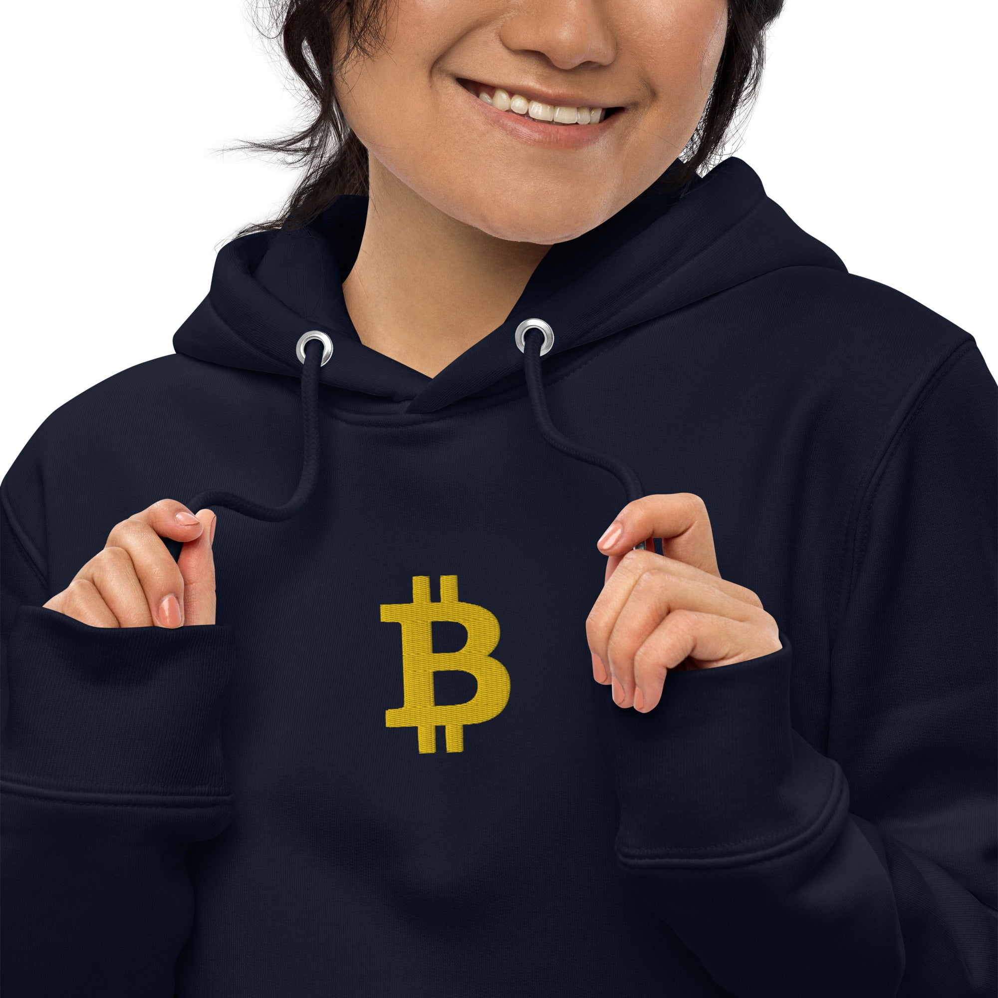 Sweat écologique bleu marine unisexe brodé - "BITCOIN"