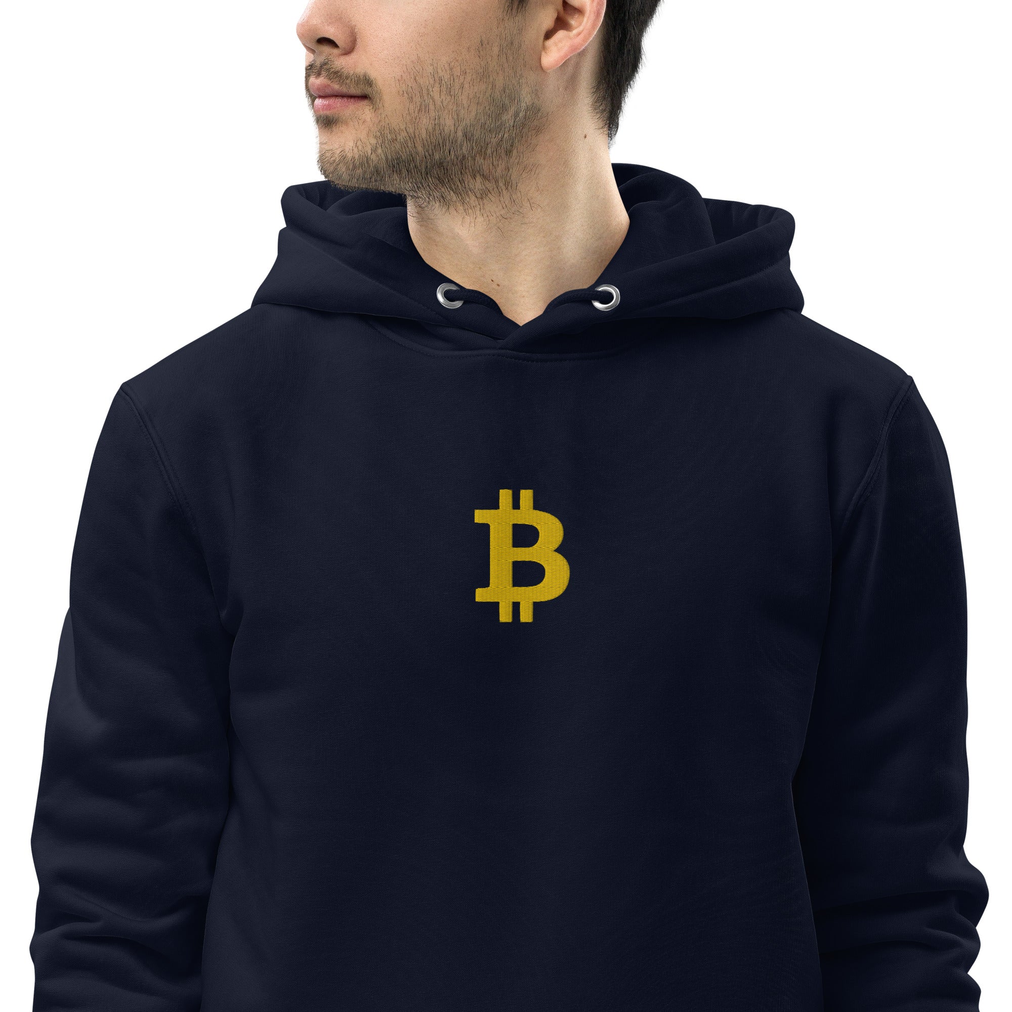 Sweat écologique bleu marine unisexe brodé - "BITCOIN"