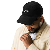 Casquette velours côtelé papa just do it noir détail de la broderie CHT'M Boutique