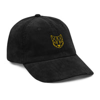 Casquette velours côtelé chat bleu marine vue de dos CHT'M Boutique