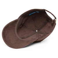 Casquette velours côtelé unie bleu marine gros plan sur le tissu CHT'M Boutique