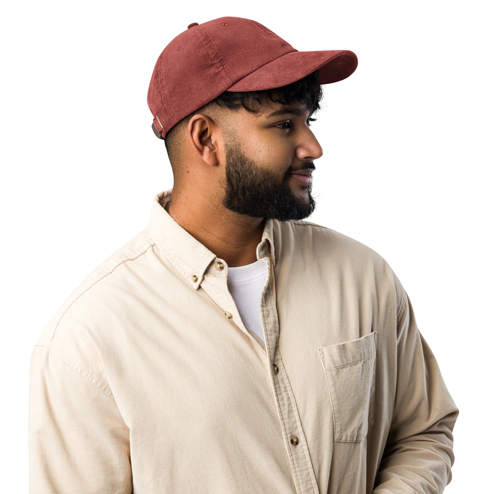 Casquette velours côtelé unie bleu marine détail de la broderie CHT'M Boutique