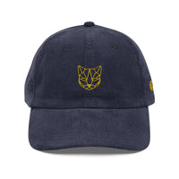 Casquette velours côtelé chat bleu marine vue avant CHT'M Boutique