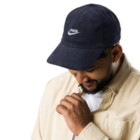 Casquette velours côtelé papa just do it noir gros plan sur le tissu CHT'M Boutique