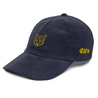 Casquette velours côtelé chat bleu marine style streetwear CHT'M Boutique