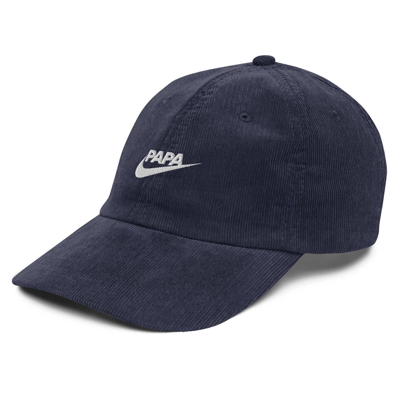 Casquette velours côtelé papa just do it noir vue de profil CHT'M Boutique