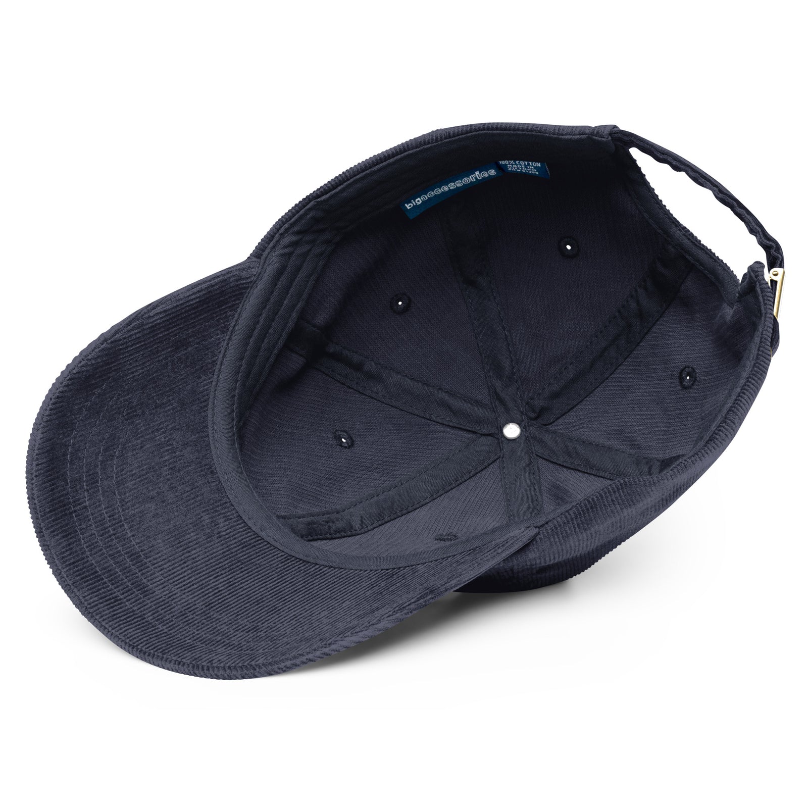 Casquette velours côtelé unie bleu marine vue de profil CHT'M Boutique