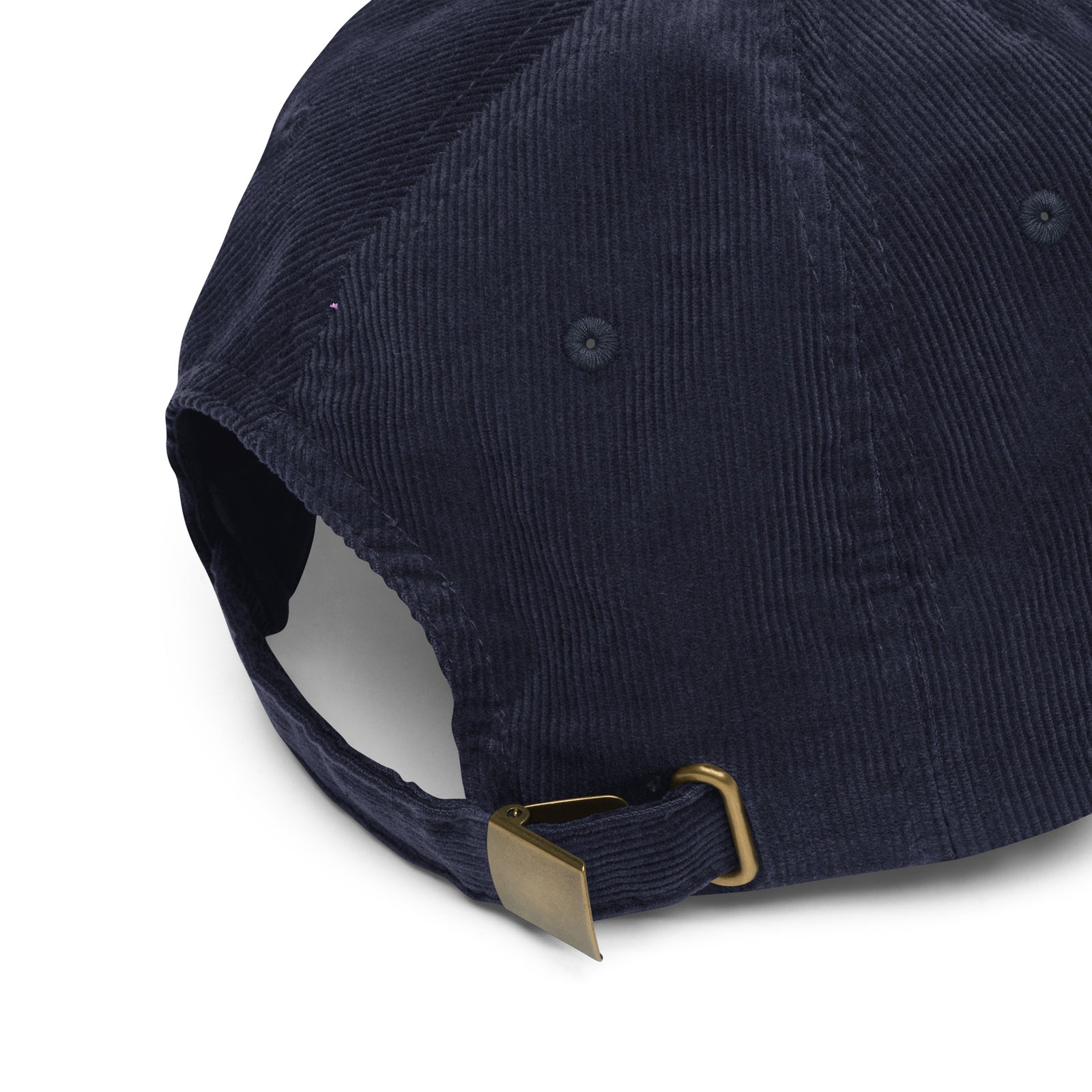Casquette velours côtelé unie bleu marine vue de trois quarts CHT'M Boutique