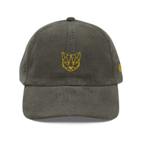 Casquette velours côtelé chat bleu marine portée en situation CHT'M Boutique