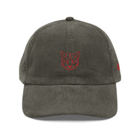 Casquette velours côtelé chat olive CHT'M Boutique