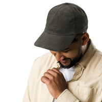 Casquette velours côtelé unie bleu marine vue de trois quarts CHT'M Boutique