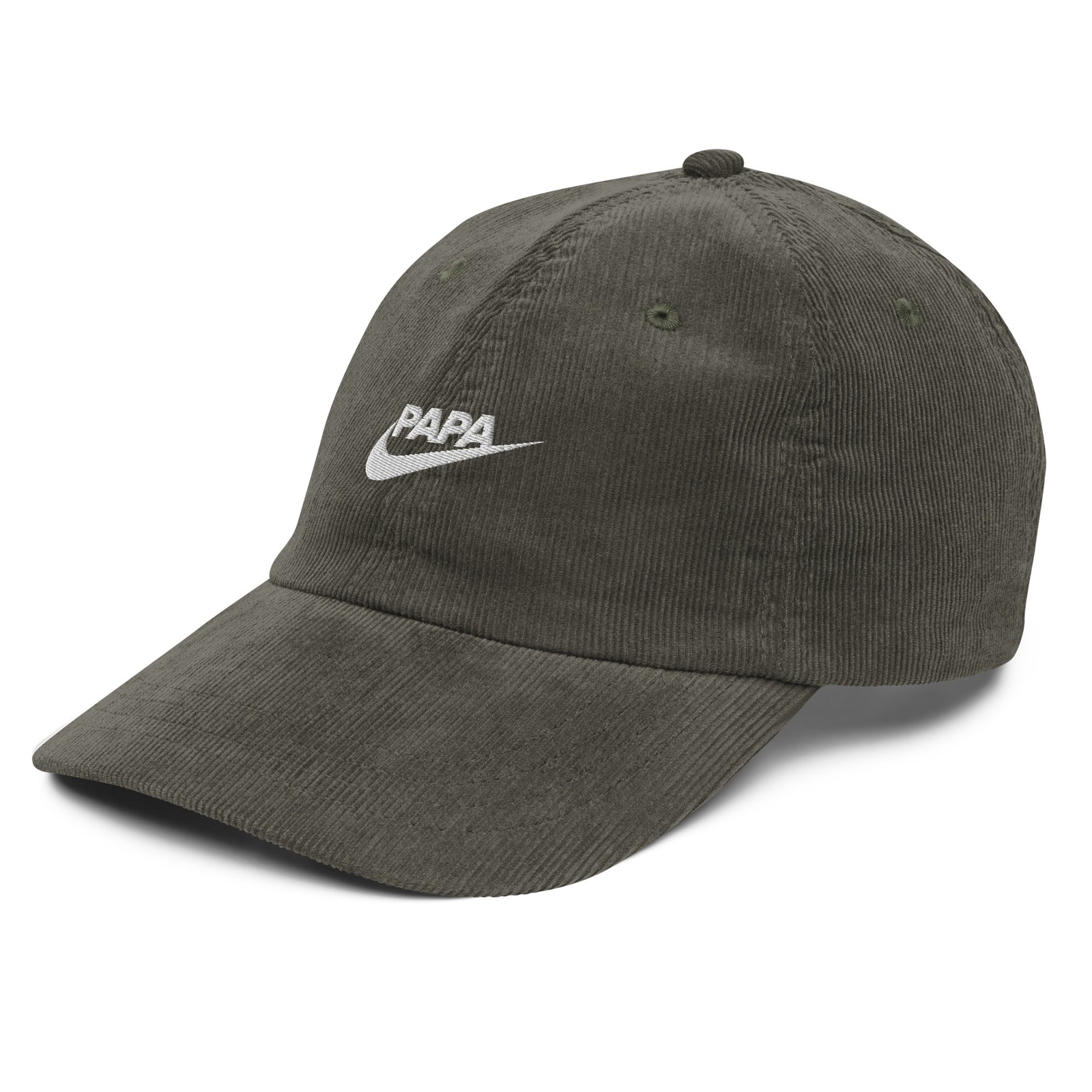 Casquette velours côtelé papa just do it noir gros plan sur le tissu CHT'M Boutique