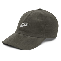 Casquette velours côtelé papa just do it noir gros plan sur le tissu CHT'M Boutique