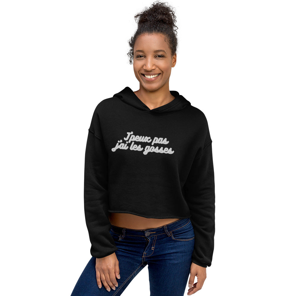 Sweat à Capuche Crop-Top - "J'peux pas j"ai les gosses"