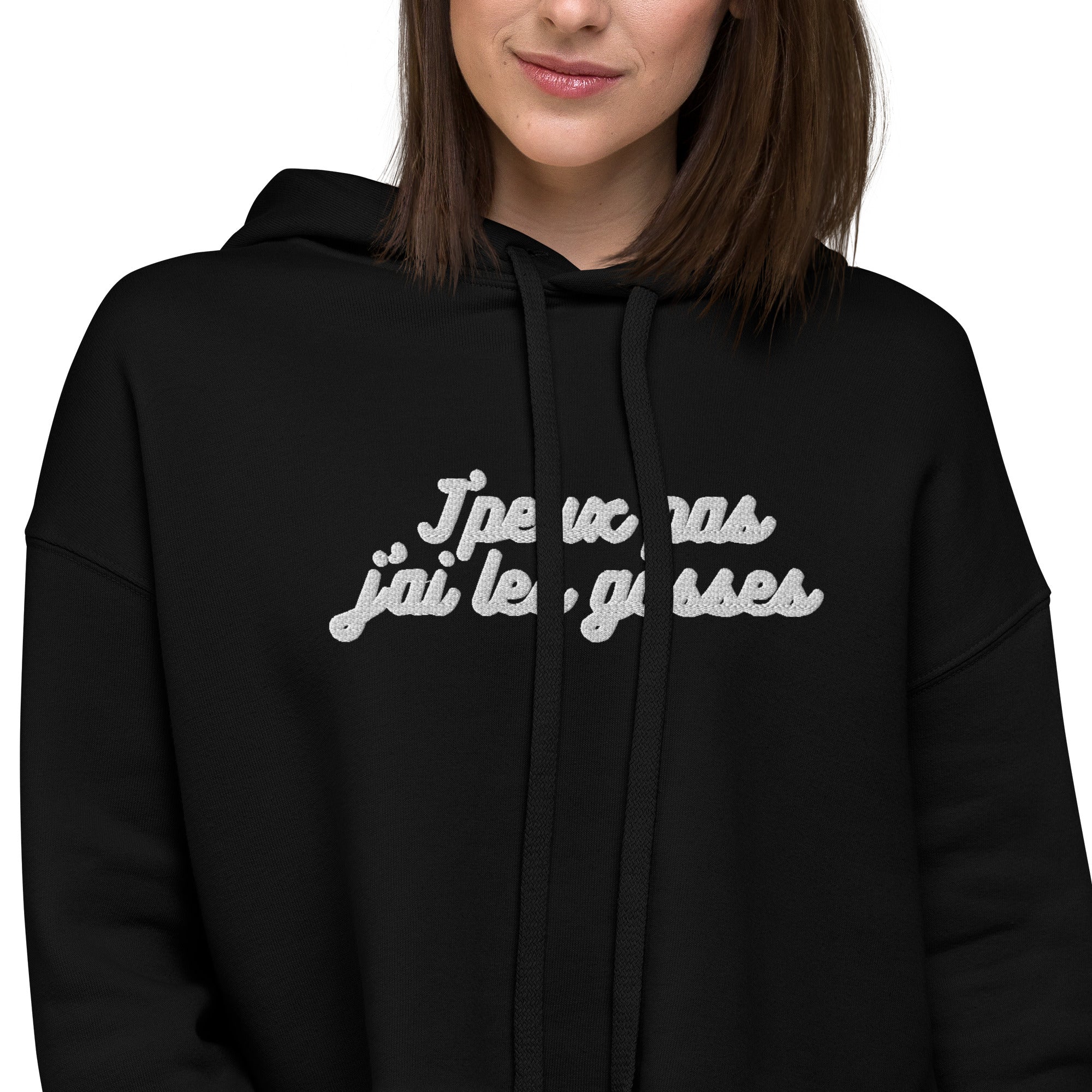 Sweat à Capuche Crop-Top - "J'peux pas j"ai les gosses"
