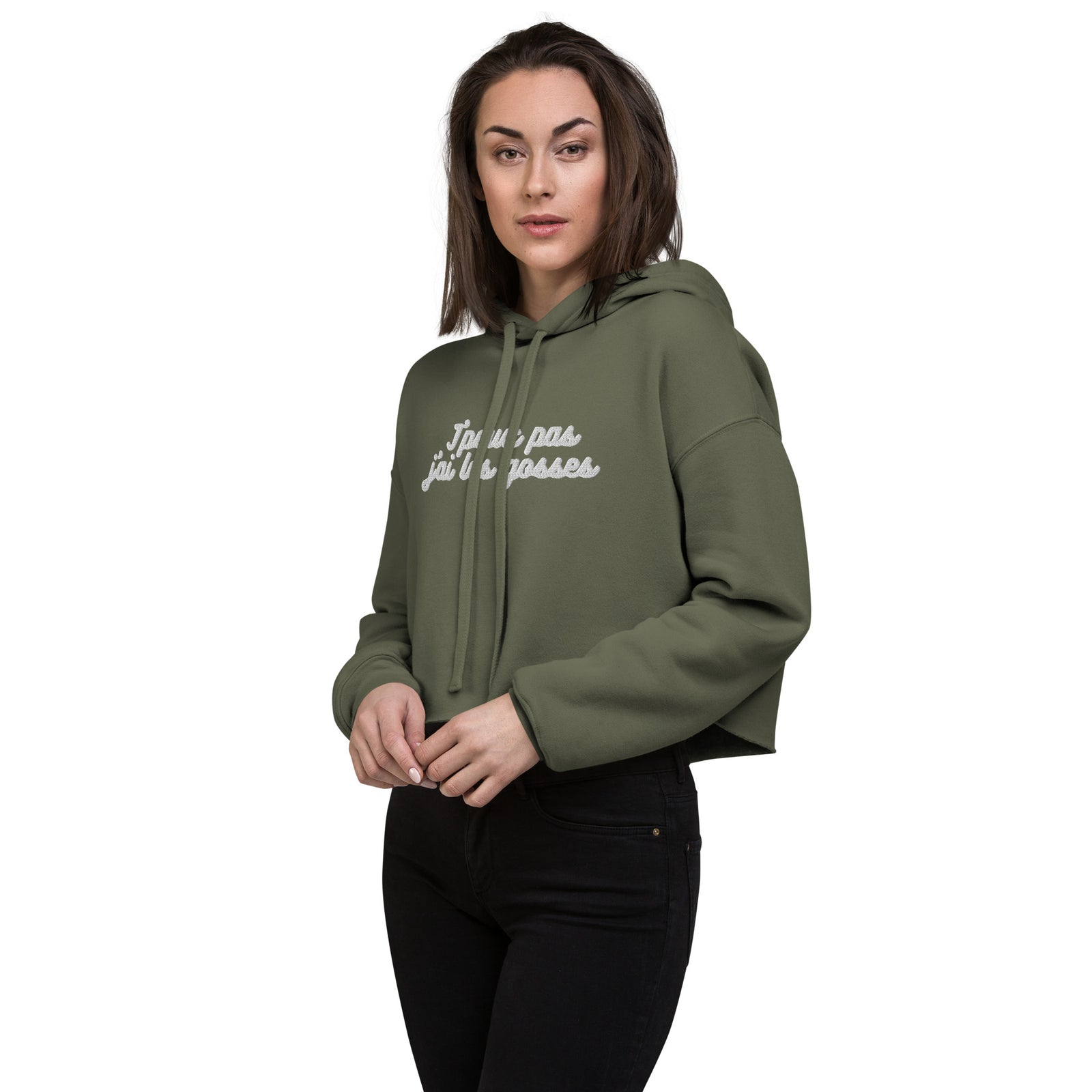 Sweat à Capuche Crop-Top - "J'peux pas j"ai les gosses"