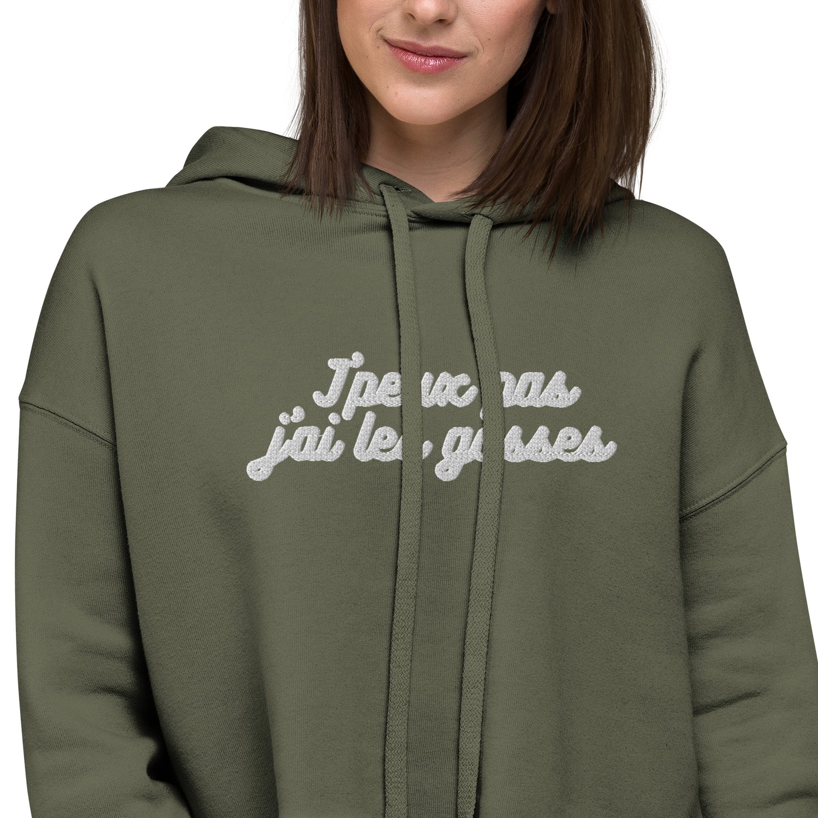 Sweat à Capuche Crop-Top - "J'peux pas j"ai les gosses"