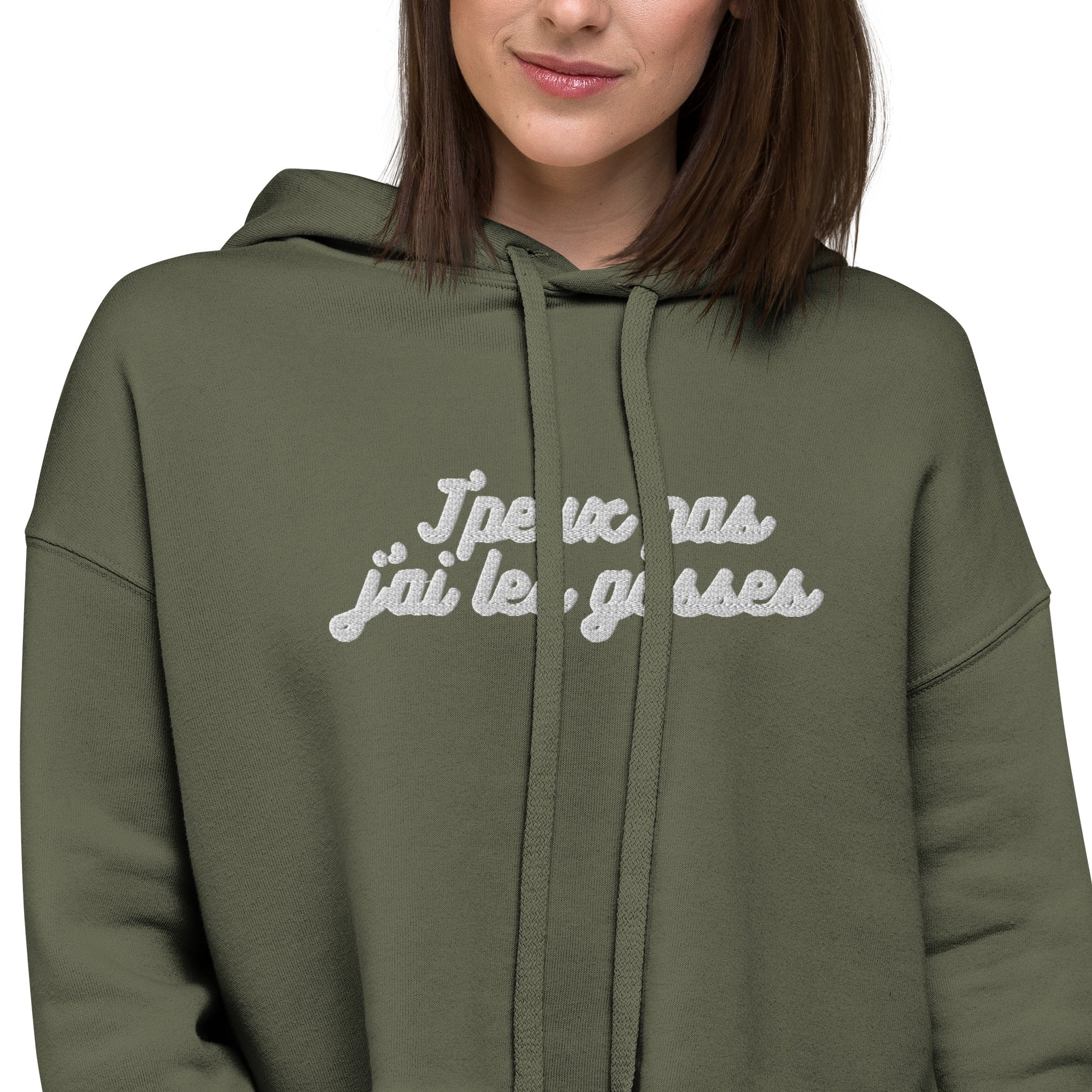 Sweat à Capuche Crop-Top - "J'peux pas j"ai les gosses"