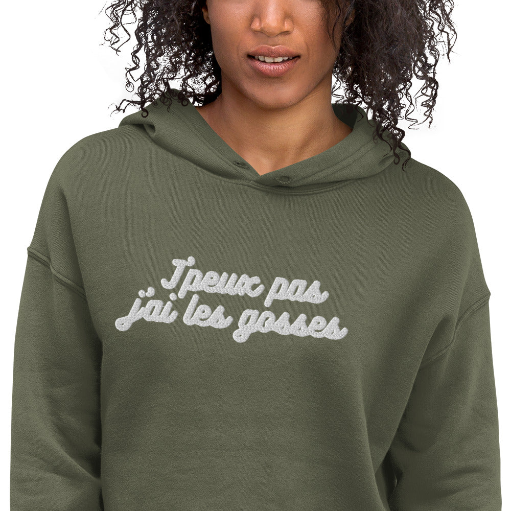 Sweat à Capuche Crop-Top - "J'peux pas j"ai les gosses"