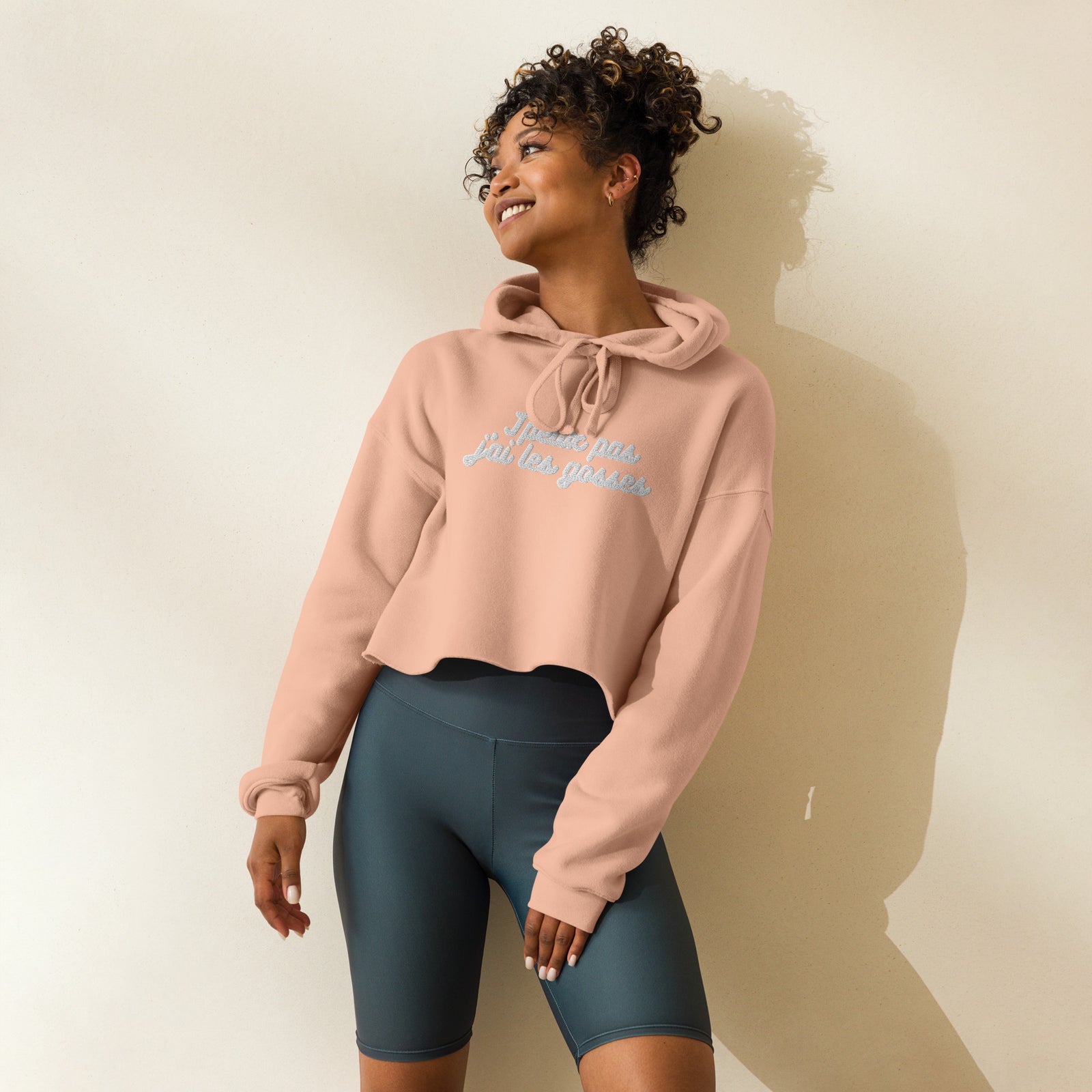Sweat à Capuche Crop-Top - "J'peux pas j"ai les gosses"