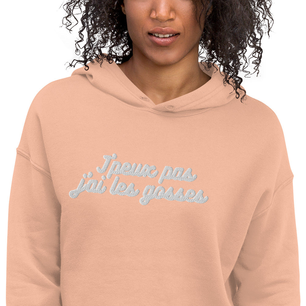 Sweat à Capuche Crop-Top - "J'peux pas j"ai les gosses"