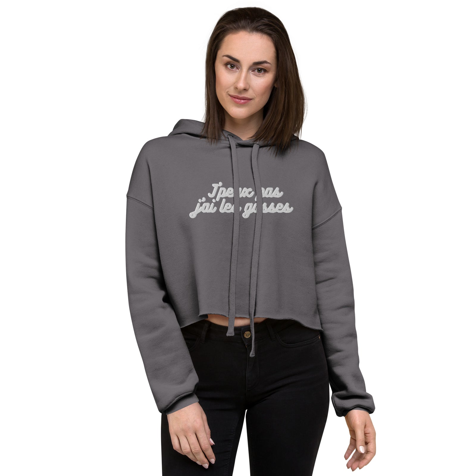 Sweat à Capuche Crop-Top - "J'peux pas j"ai les gosses"
