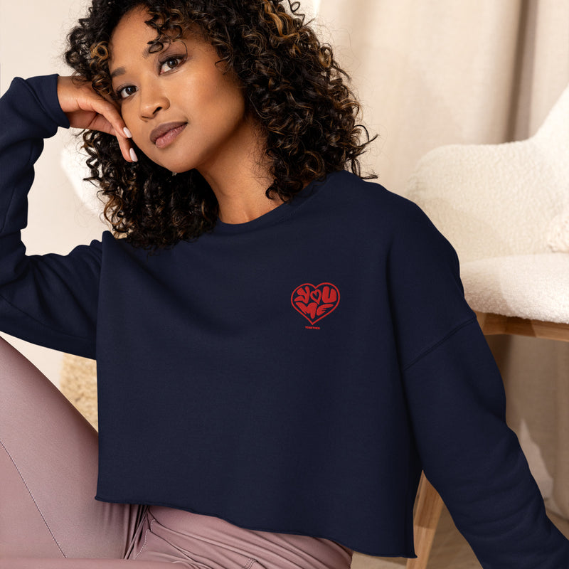 Sweat-Shirt Crop-Top brodé "You and me"