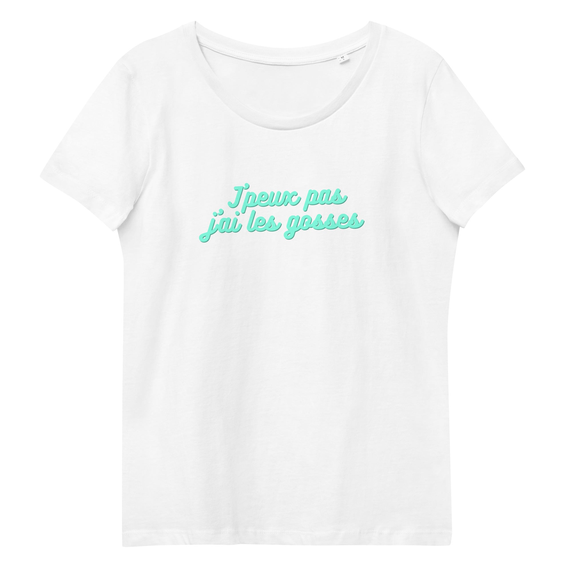 T-shirt moulant écologique femme - "J'peux pas j'ai les gosses"