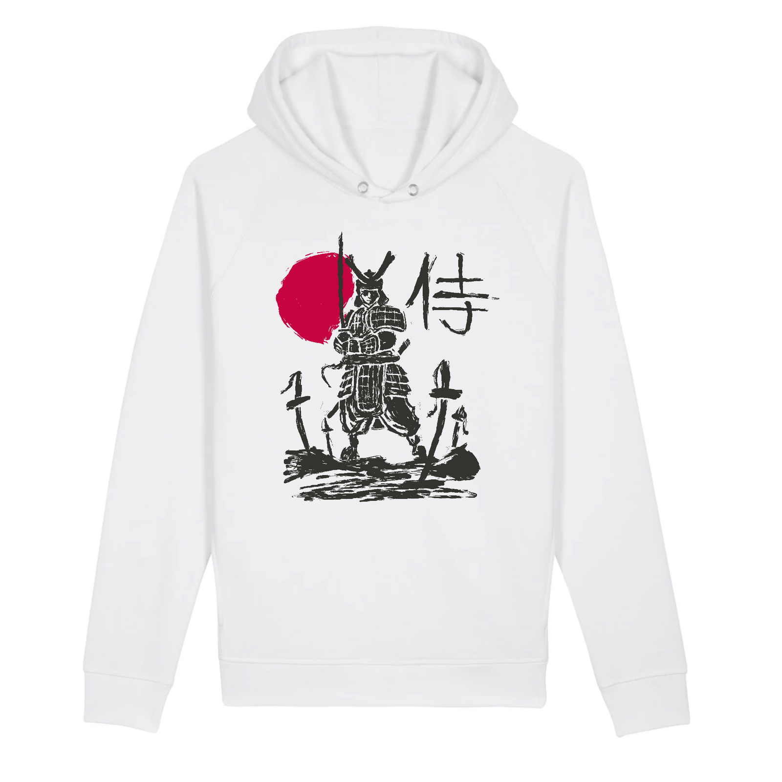 hoodie Blanc avec un dessin de samurai