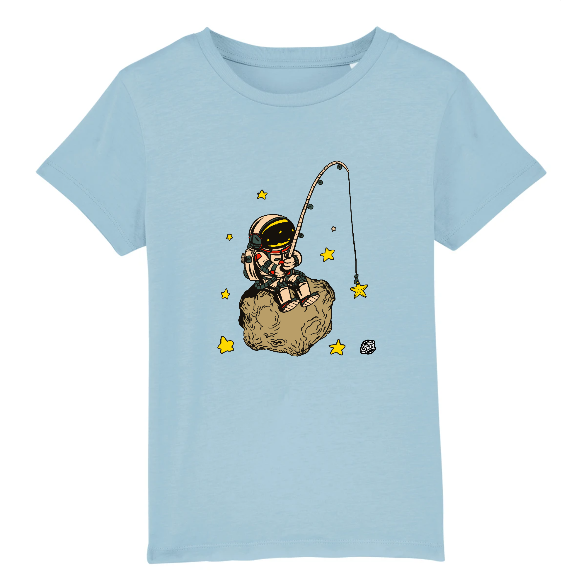 teeshirt Bleu enfant bio astronaute pecheur