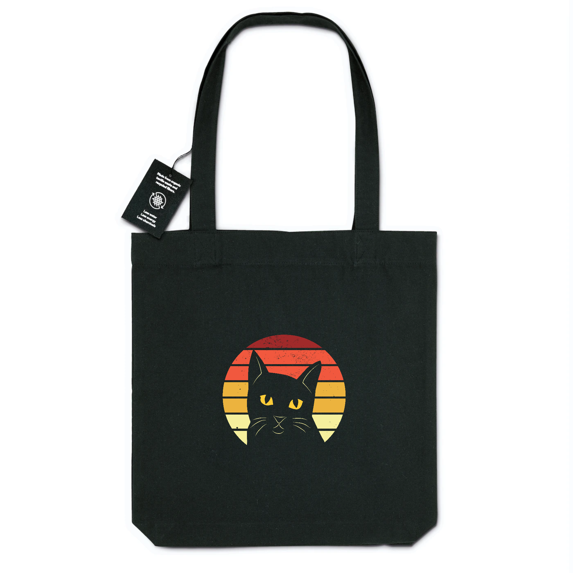 sac de course bio chat noir vintage