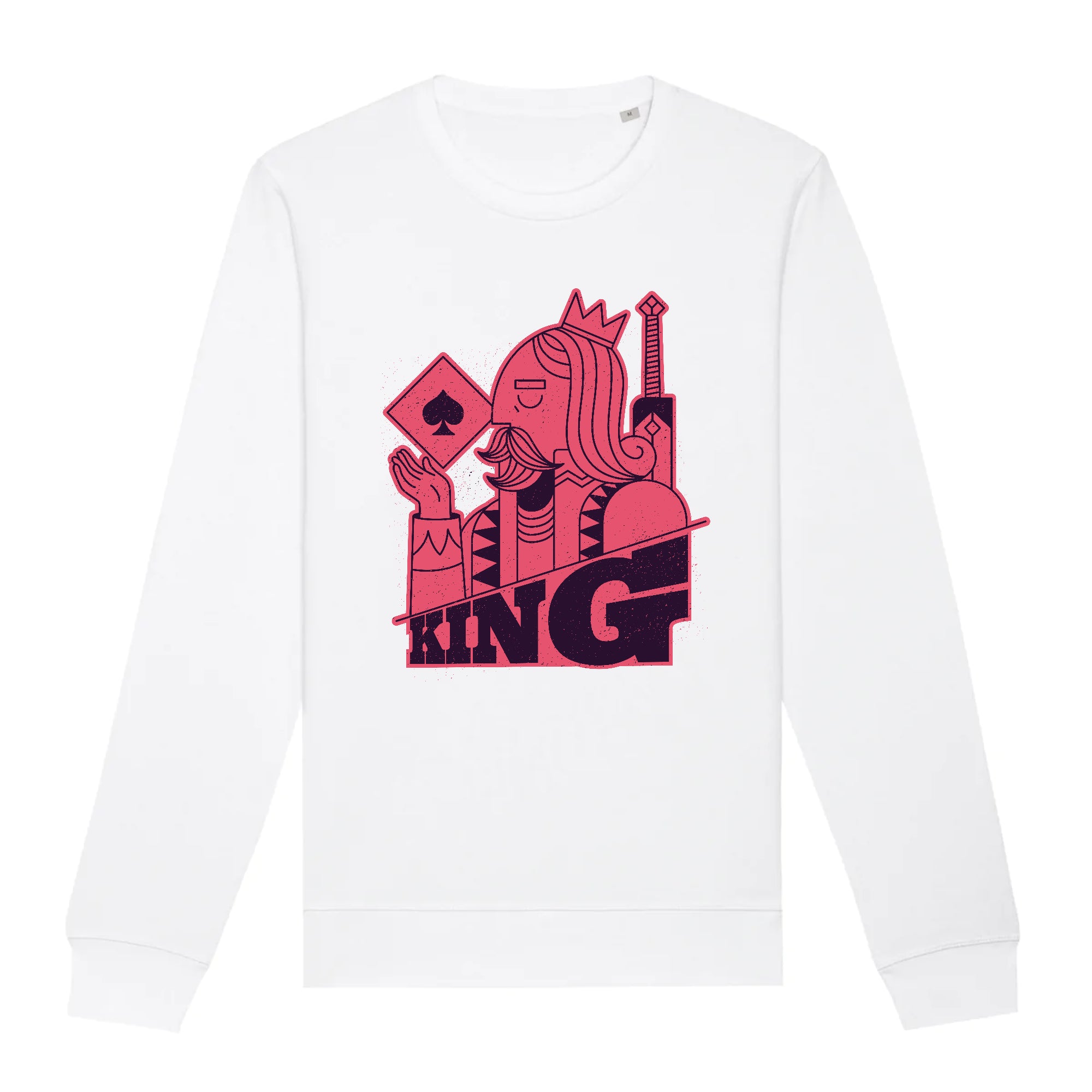 pull blanc homme poker jeu king piq