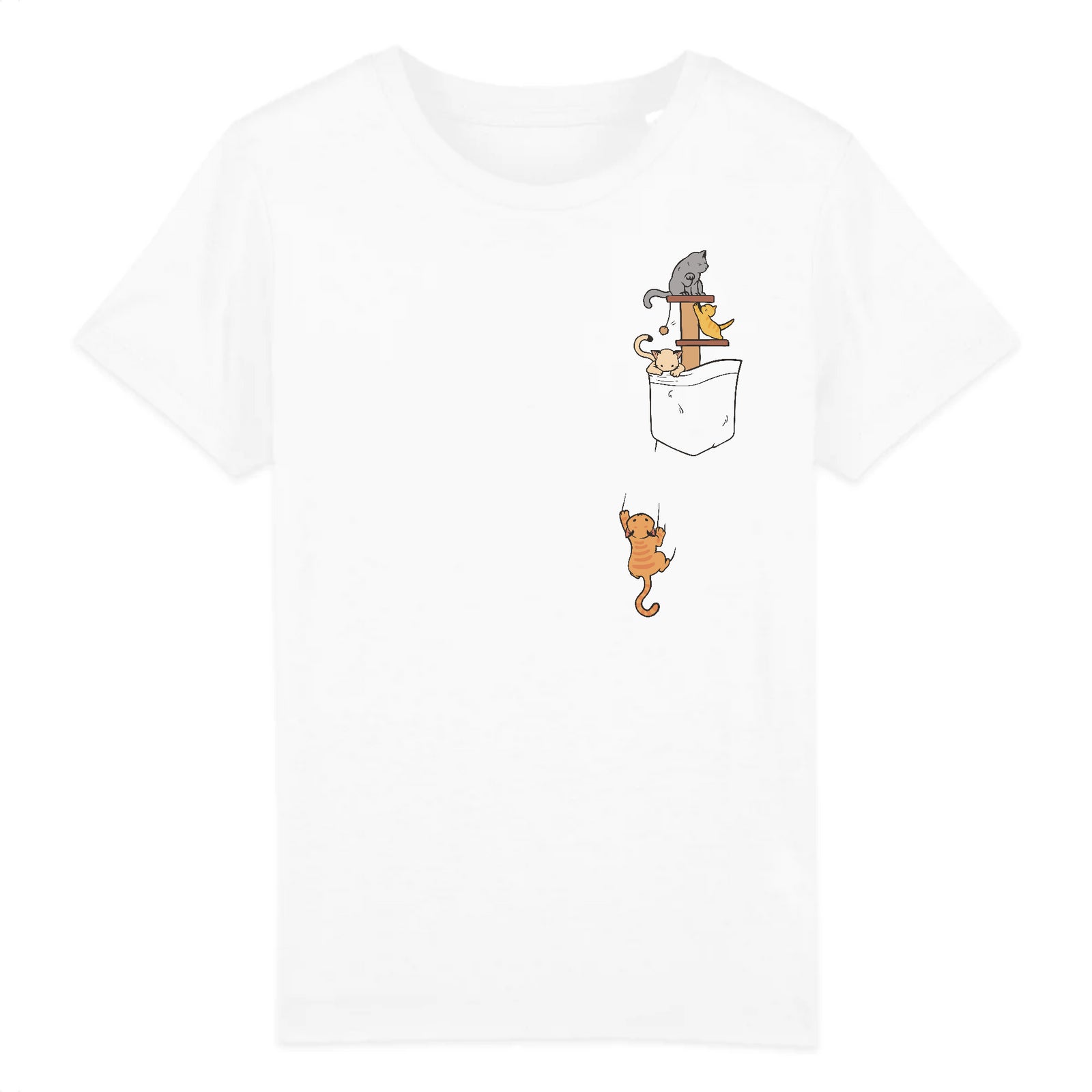 teeshirt blanc enfant chatons qui jouent dans la poche
