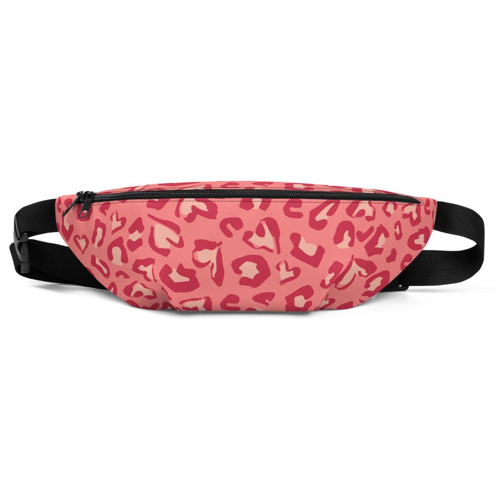 Sac banane femme coeurs léopard rose
