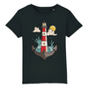 Teeshirt enfant avec un phare des vagues des nuages et un soleil