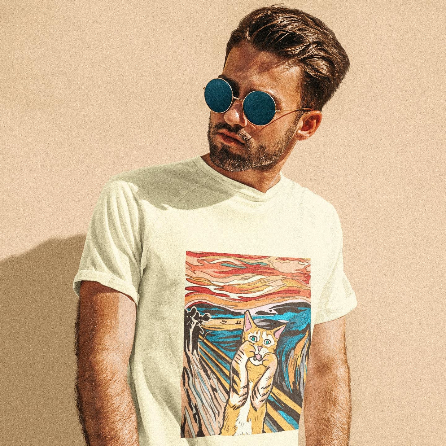 teeshirt avec une peinture de chat