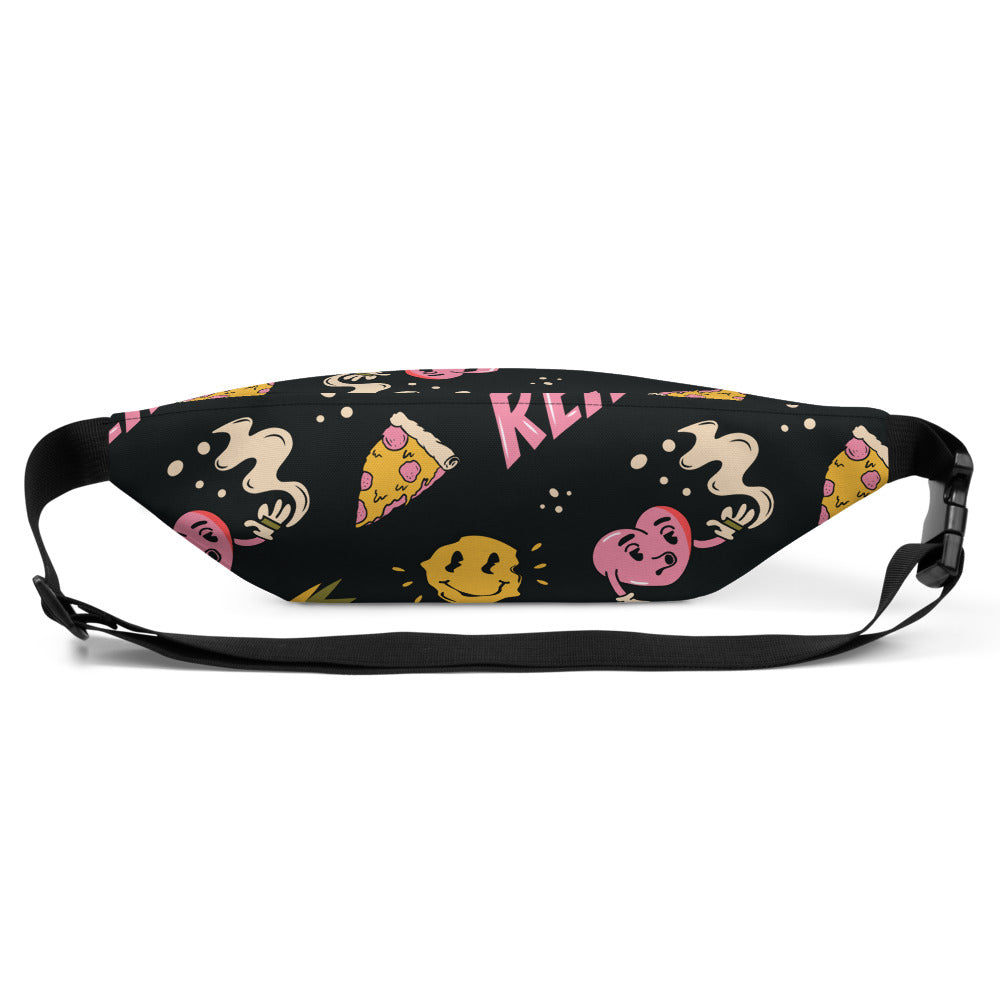 Sac banane cartoon rétro pizza smiley noir – vue 4