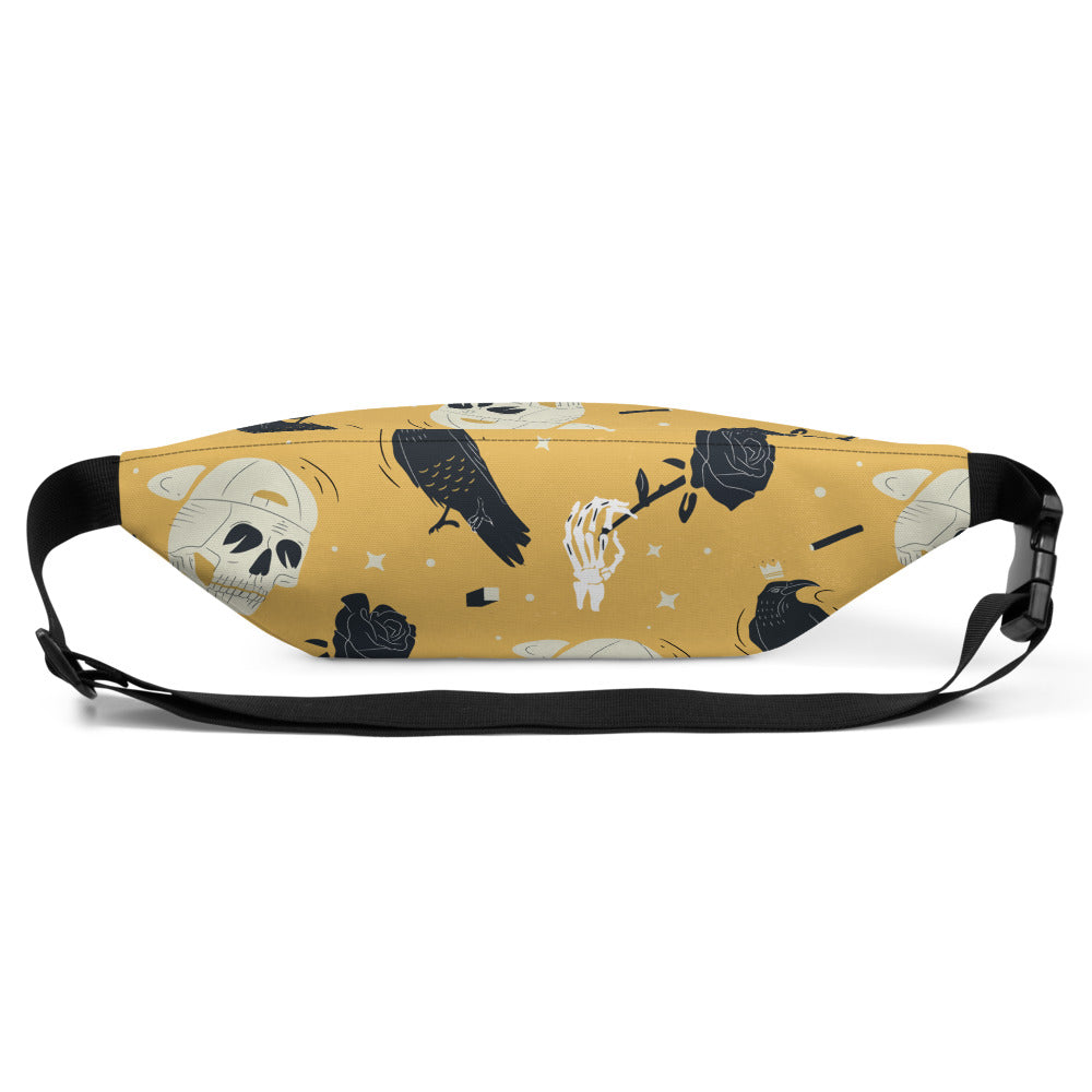 Sac Banane - TÊTE DE MORT CORBEAUX -  from chtmboutique by chtmboutique - SAC BANANE, TETE DE MORT