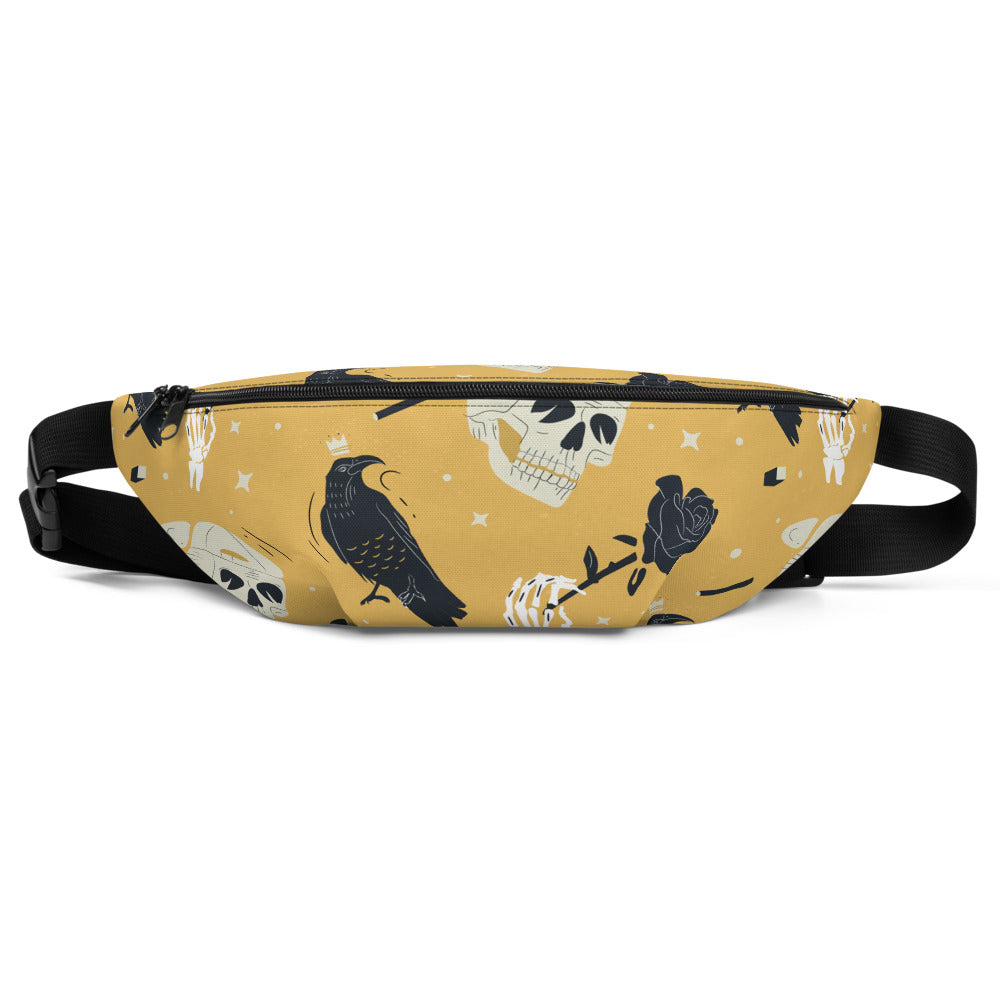 Sac Banane - TÊTE DE MORT CORBEAUX -  from chtmboutique by chtmboutique - SAC BANANE, TETE DE MORT