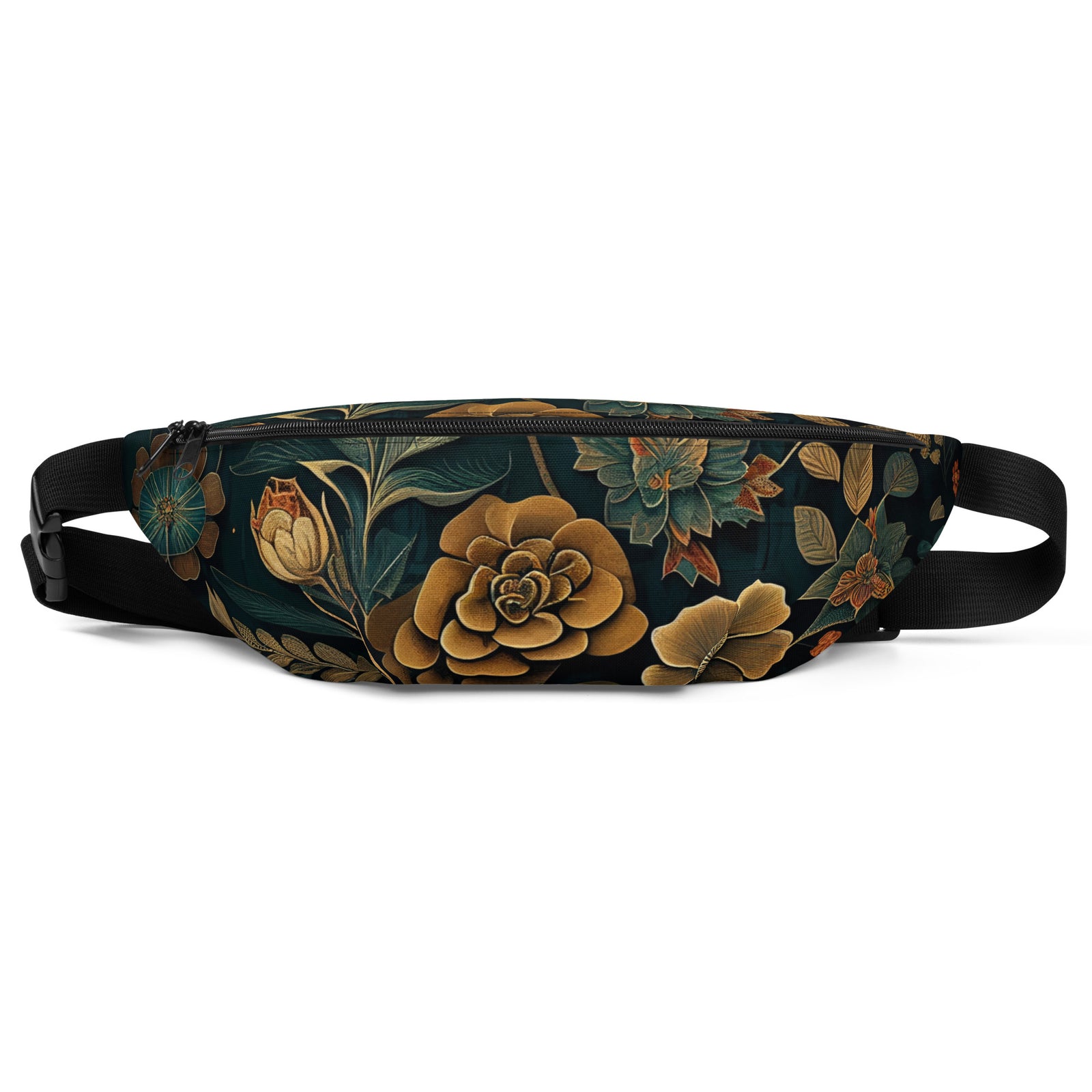 Sac banane femme floral baroque or et vert
