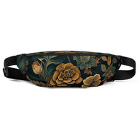 Sac banane femme floral baroque or et vert