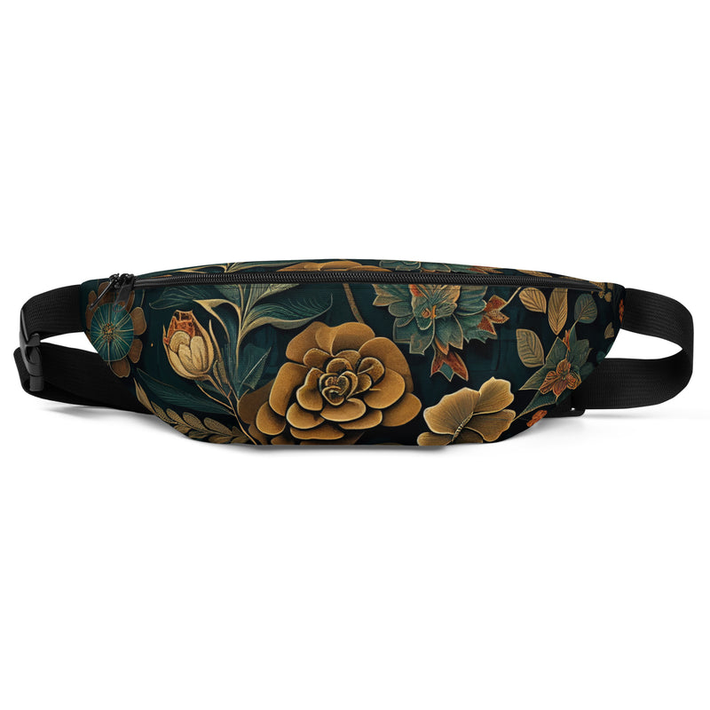 Sac banane femme floral baroque or et vert