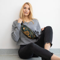 Sac banane femme floral baroque or et vert – vue 3