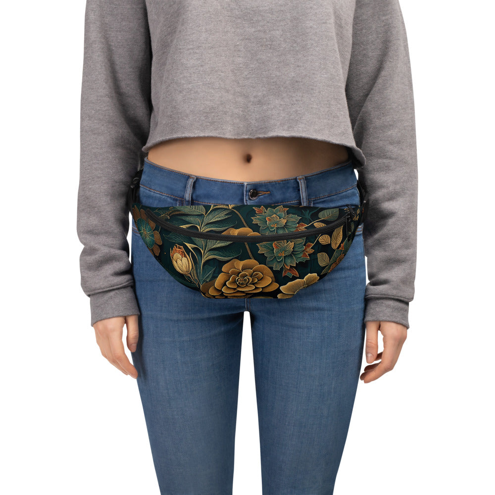 Sac banane femme floral baroque or et vert – vue 4