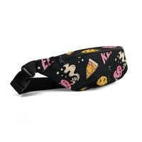 Sac banane cartoon rétro pizza smiley noir – vue 2