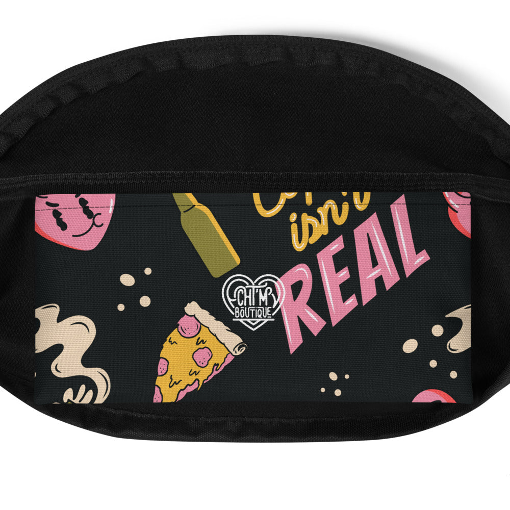 Sac banane cartoon rétro pizza smiley noir – vue 5