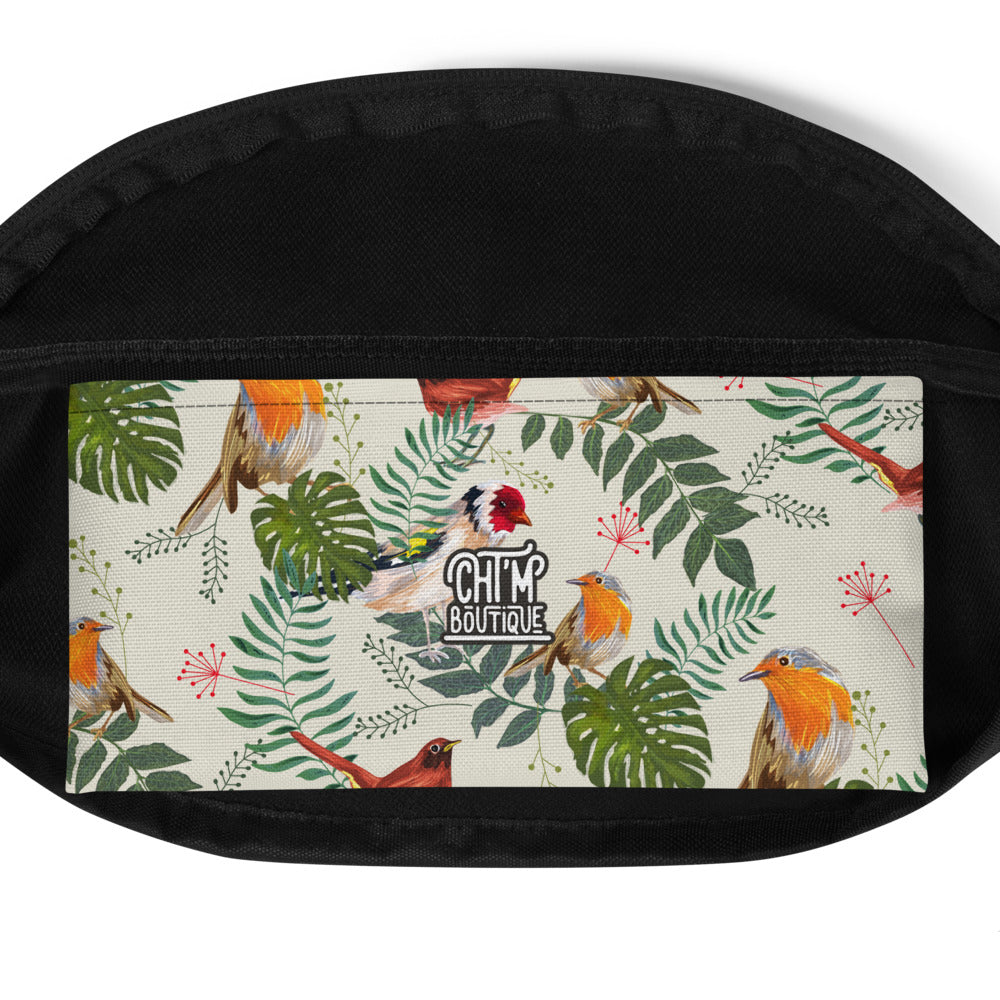 Sac Banane - FEUILLES ET OISEAUX TROPICAUX -  from chtmboutique by chtmboutique - SAC BANANE